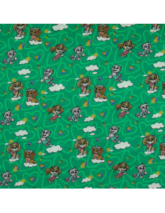 Pat' Patrouille jersey stof - Groene achtergrond met wolken 2