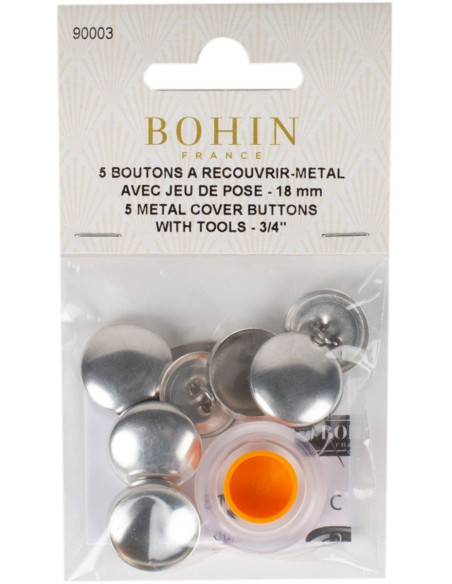 Doos met 5 knopen om te bekleden met Bohin plaatsingsgereedschap - 18 mm
