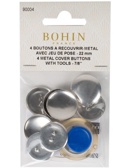Doos met 4 knopen om te bekleden met Bohin bevestigingsgereedschap - 22 mm