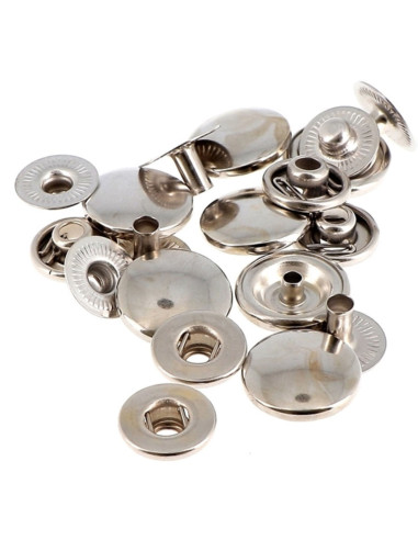Doos met 10 naadloze drukknopen voor middelzware stoffen 14 mm Bohin - Zilver