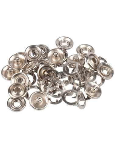 Doos met 10 naadloze jersey drukknopen met klauwen in kap 10 mm Bohin - Zilver