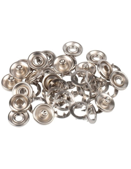 Doos met 8 naadloze jersey drukknopen met kap 12 mm Bohin - Zilver
