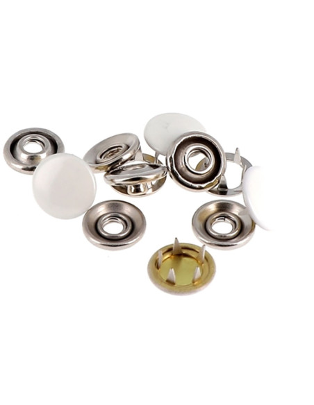 Doos met 7 naadloze jersey drukknopen 10 mm Bohin - Wit
