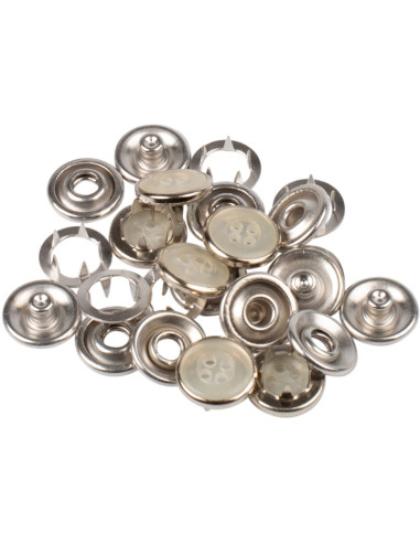Doos met 6 naadloze jersey drukknopen 12 mm Bohin - Parelmoer
