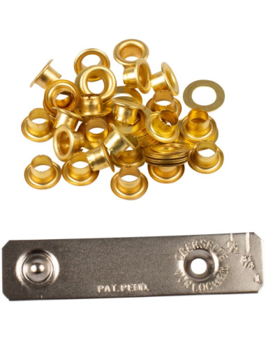 Doos 25 oogjes 4 mm met ringen en plaatsingsset Bohin - Goudkleurig