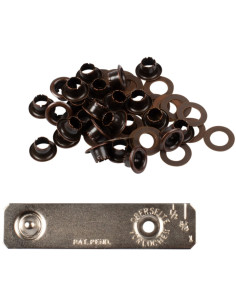 Doos met 25 oogjes van 4 mm met ringen en plaatsingsset Bohin - Brons 2