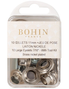Doos 10 nestelringen 11 mm met ringen en plaatsingsset Bohin - Zilver