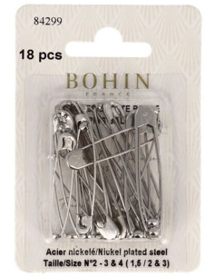 Kaart met 18 veiligheidsspelden met bol assorti Bohin