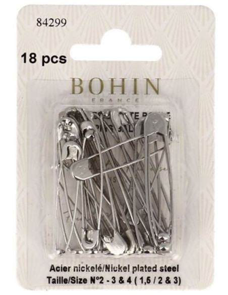 Kaart met 18 veiligheidsspelden met bol assorti Bohin