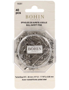 Doos met 40 veiligheidsspelden met bol 36 mm Bohin