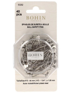 Doos met 40 veiligheidsspelden met bol 44 mm Bohin