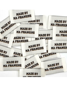 Set van 5 geweven labels om op te naaien Made By Ma Frangine - Zwart en goud
