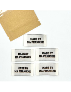 Set van 5 geweven labels om op te naaien Made By Ma Frangine - Zwart en goud 2