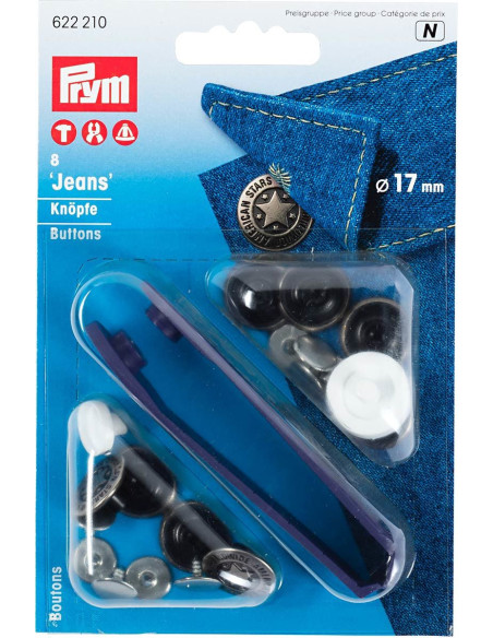 Doos met 8 jeansknopen 17mm