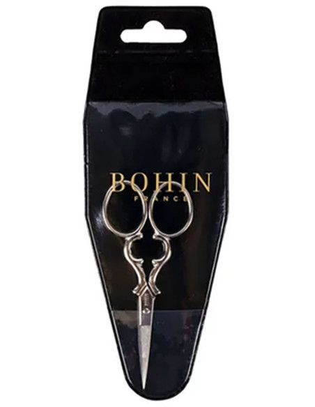 Zilverkleurige hartvormige borduurschaar Bohin 9 cm