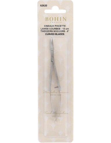 Borduurschaar pincet gebogen bladen 13 cm Bohin