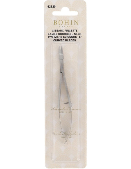 Borduurschaar pincet gebogen bladen 13 cm Bohin