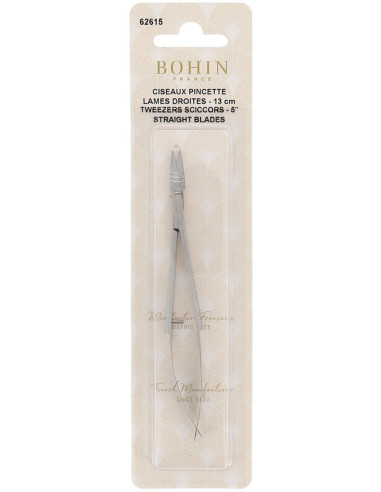 Borduurschaar pincet rechte bladen 13 cm Bohin