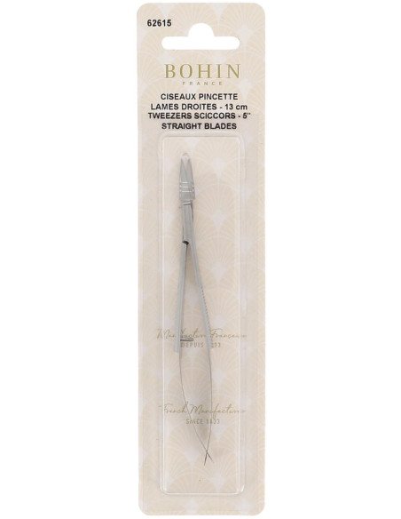 Borduurschaar pincet rechte bladen 13 cm Bohin