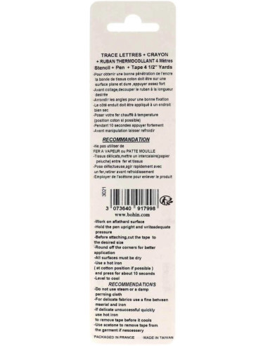 Aanpasbaar strijklabel voor kleding Bohin