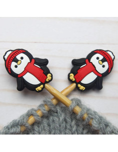 Breistoppers voor breinaalden - Winterpinguïn