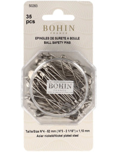 Doos met 35 veiligheidsspelden met bol 52 mm Bohin
