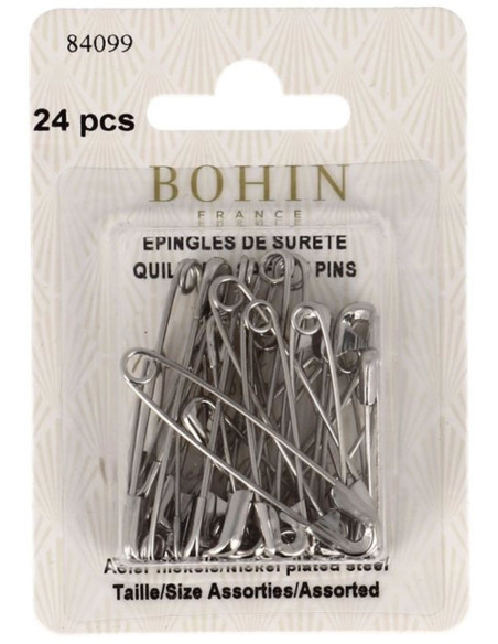 Kaart met 24 veiligheidsspelden assortiment Bohin