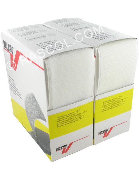 VELCRO® merk witte kleefband 50 mm breed doos van 5 meter