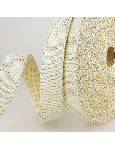 Lurex tasriem - Ecru en goud