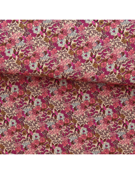 Fantasie viscose stof - Souzza roze en perzik