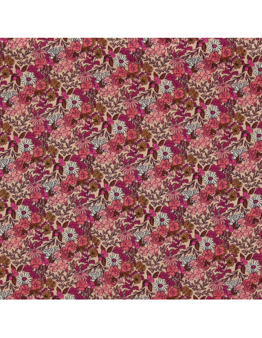 Fantasie viscose stof - Souzza roze en perzik