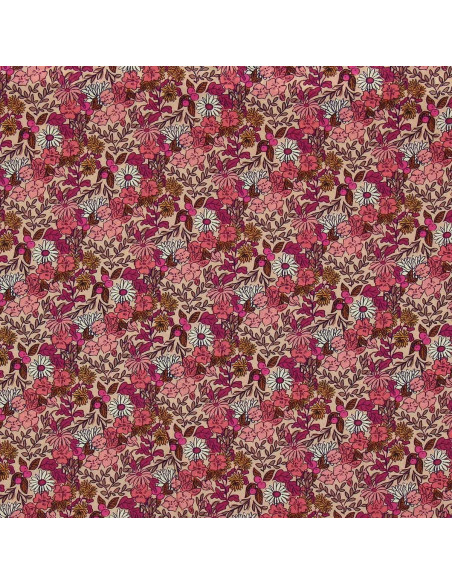 Fantasie viscose stof - Souzza roze en perzik