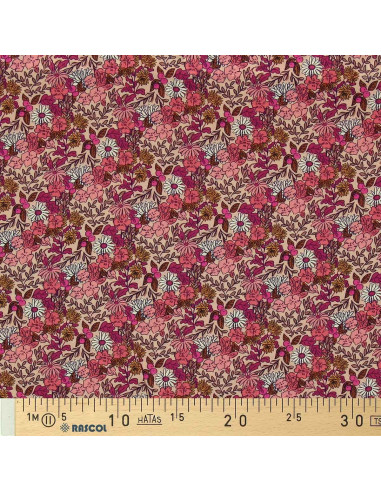 Fantasie viscose stof - Souzza roze en perzik