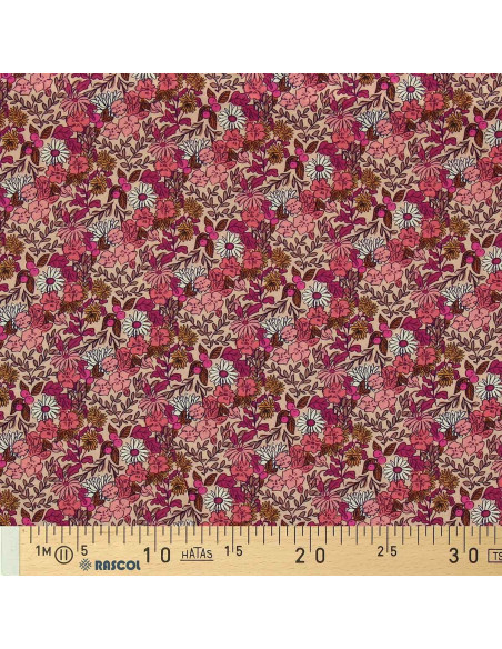 Fantasie viscose stof - Souzza roze en perzik