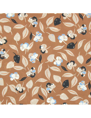 Fantasie viscose stof - Bruin en blauw film