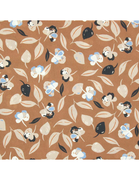 Fantasie viscose stof - Bruin en blauw film