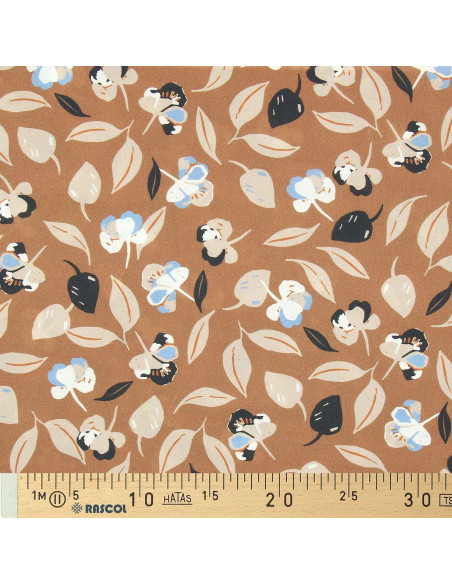 Fantasie viscose stof - Bruin en blauw film
