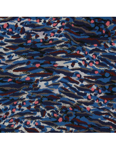 Fantasie viscose stof - Bengal blauw en koraal 2