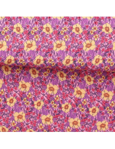 Fantasie viscose stof - Julissa paars en oranje