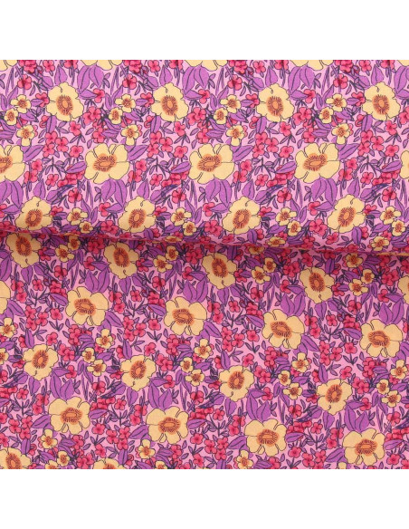 Fantasie viscose stof - Julissa paars en oranje