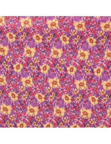 Fantasie viscose stof - Julissa paars en oranje