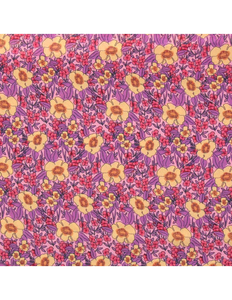 Fantasie viscose stof - Julissa paars en oranje