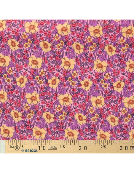 Fantasie viscose stof - Julissa paars en oranje