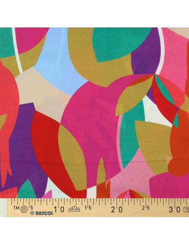 Fantasie viscose stof - Paradiz oranje en roze