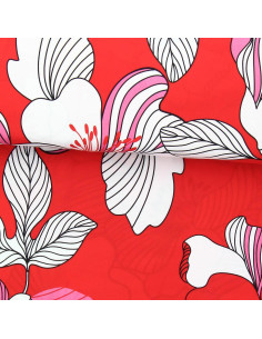 Fantasie viscose stof - Nellie rood en roze