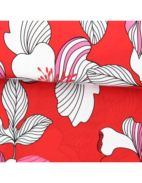 Fantasie viscose stof - Nellie rood en roze