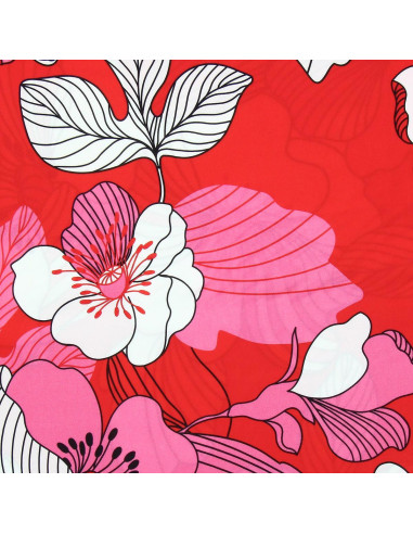 Fantasie viscose stof - Nellie rood en roze