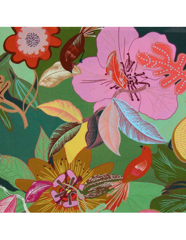 Fantasie viscose stof - Xodius groen en roze