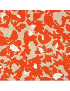 Fantasie viscose stof - Boti beige en oranje 2