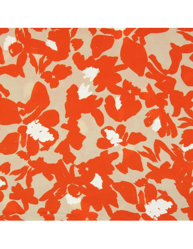 Fantasie viscose stof - Boti beige en oranje